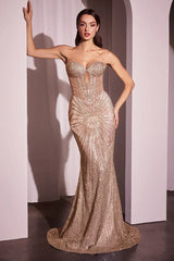 Maddox Gown Rose Gold STRAPLESS GLITTER EMBELLISHED GOWN