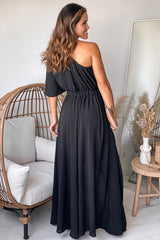 Black One Shoulder High Low Dress