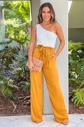 Mustard One Shoulder Jumpsuit