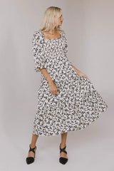 Kiran Floral Midi Dress in Cream FINAL SALE