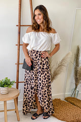 White And Leopard High Low Dress