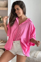 Bubble Gum Oversized Button Down Shirt
