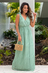 Sage Lace Maxi Dress