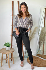 Black And Snake Print Jumpsuit