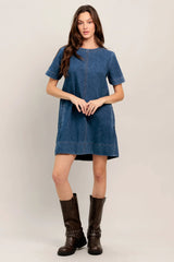 SIMPLY PUT TOGETHER DENIM MINI DRESS FINAL SALE