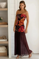 Raisin Floral Mesh Bottom Maxi Dress