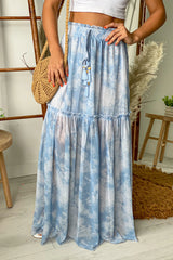 Light Blue Tie Dye Maxi Skirt