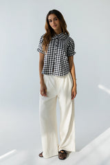 Nelly Gingham Blouse in Black