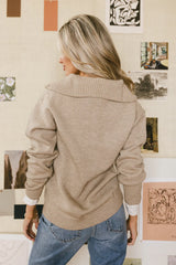 Violet Quarter Zip Sweater in Taupe FINAL SALE