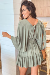 Olive Button Down Detail Romper