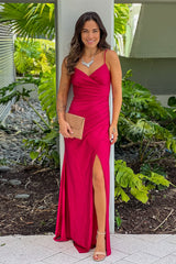 Deep Red Maxi Dress With Slit