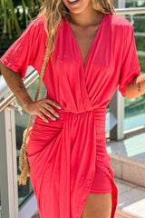 Rose Ruched Bodycon Midi Dress