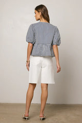 Milandra Striped Peplum Top FINAL SALE