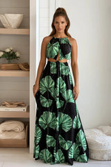 Black Printed Cut Out Maxi Dress