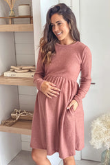 Rust Glitter Maternity Short Dress