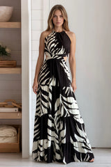 Black Printed Cut Out Dress