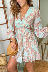 Mint Paisley Print Short Dress