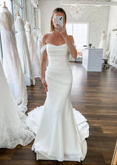 Elegant Mermaid Off the Shoulder Elastic Long Wedding Dresses