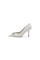 Glitter Pointed Toe Stiletto Heels With Rhinestone