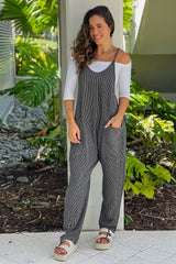 Charcoal Black Ribbed Jumpsuit With Pockets