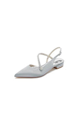 Beaded Pointed Toe Buckle Kitten Heels