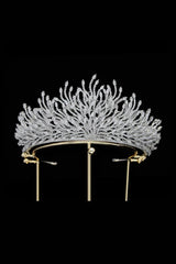 Silver Feather Shaped Zirconia Crown