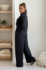 Black Button Down Shirt And Pants Set