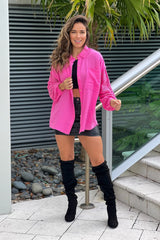Candy Pink Shirt With Crochet Sleeves