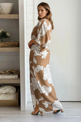Mocha Printed One Shoulder Dress