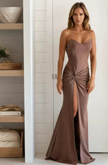 Coco Side Twist Satin Maxi Dress