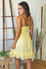 Yellow Crochet Top Short Dress