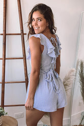Light Blue Gingham Romper