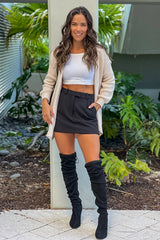 Black High Waisted Skirt Shorts With Pockets