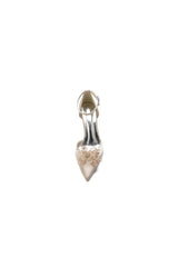 Pointed Toe Crystal Flower Ankle Strap Stiletto Heels