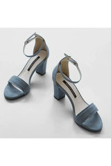 Open Toe Ankle Strap Chunky Heel Party Shoes