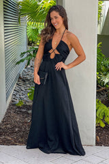Black Cut Out Lurex Maxi Dress
