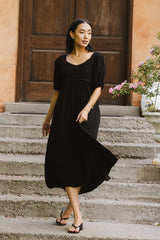 Nina Crocheted Midi Dress in Black FINAL SALE