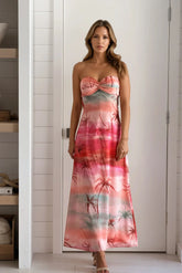 Coral Printed Cowl Back Midi Dress