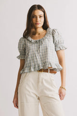 Lottie Plaid Blouse in Blue