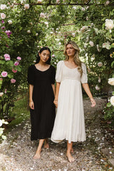 Nina Crocheted Midi Dress in Natural FINAL SALE