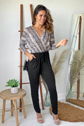 Black And Snake Print Jumpsuit
