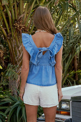 Poppy Ruffle Denim Top FINAL SALE