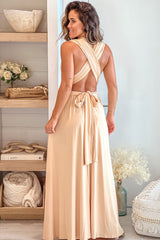 Taupe Multi Tie Maxi Dress With Slit