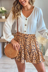 Camel Printed Romper With Long Sleeves