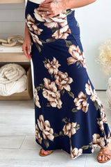 Navy Floral Maternity Maxi Skirt