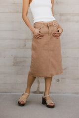 Jordan Denim Skirt in Tan FINAL SALE