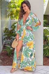 Off White Tropical Print High Low Romper