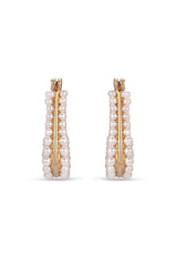 Soft Curve Pearl Lined Hoop Earrings