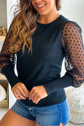 Black Mesh Long Sleeve Sweater