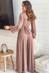 Mocha Long Sleeve Top and Pants Set